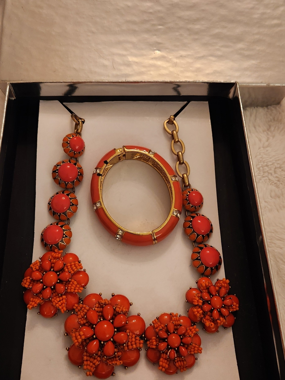 Vintage lot of J.Crew Jewelry statement necklace with matching bracelet